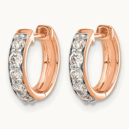 Diamond Hinged Hoop Earrings, 14K Rose Gold