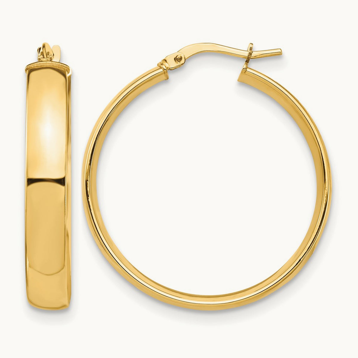 High Polished Hoop Earrings — 14K Yellow Gold