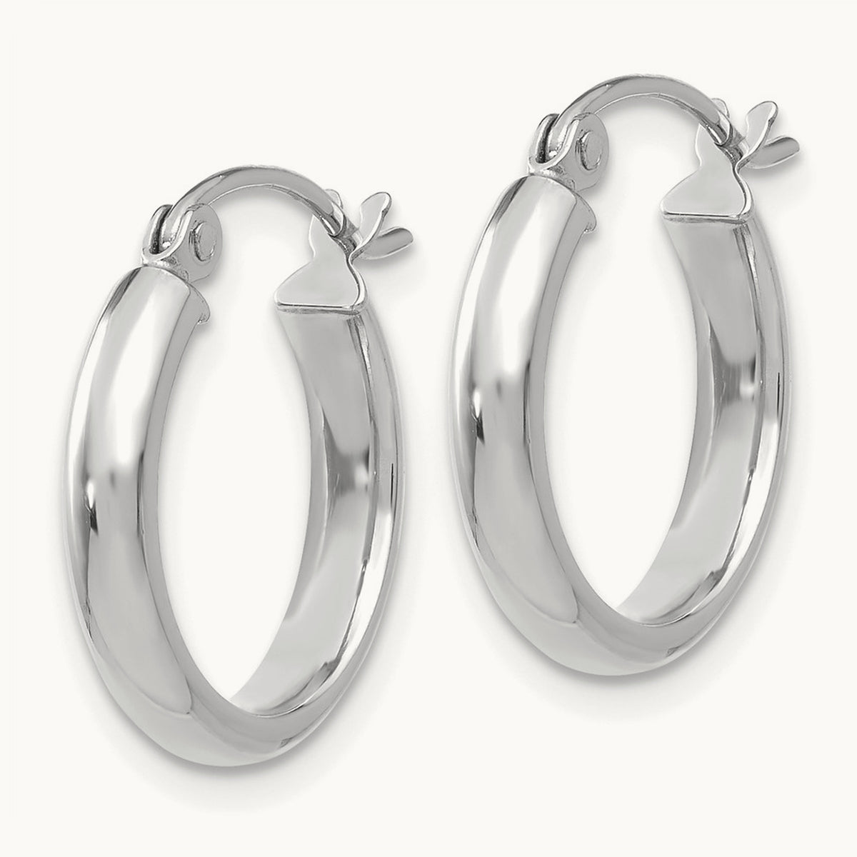 Round Tube Hoop Earrings — 14K White Gold, 13mm