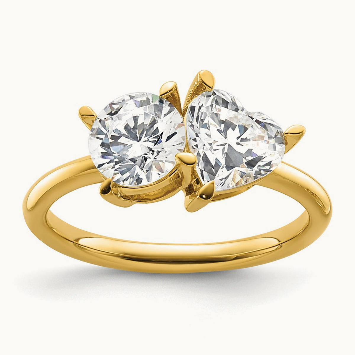 Two Stone Round & Heart Ring Mounting, 1.00 ct tw
