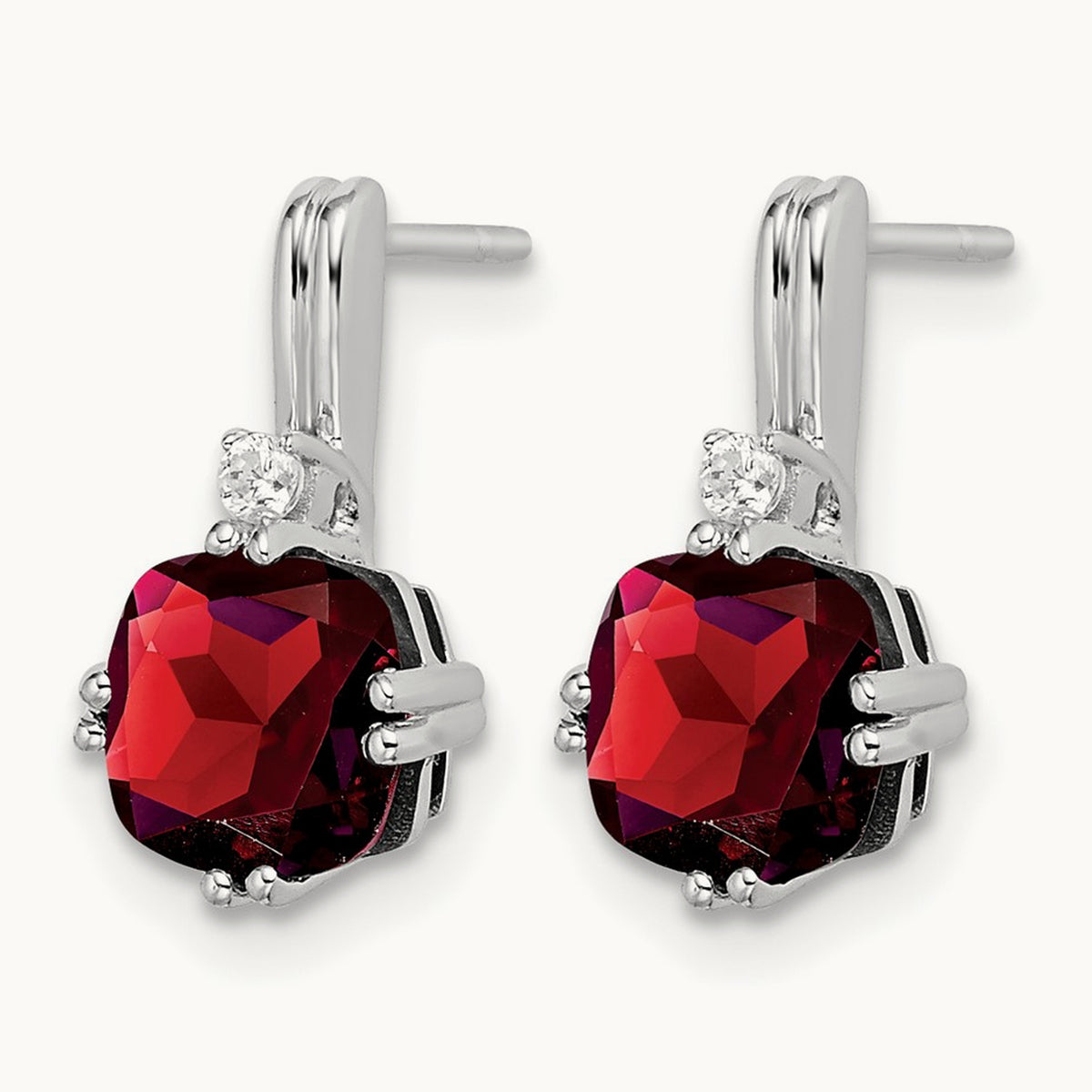 Cushion Garnet and Diamond Earrings — photo set