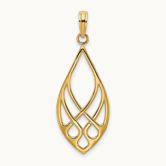 Celtic Knot Teardrop Charm, 14K