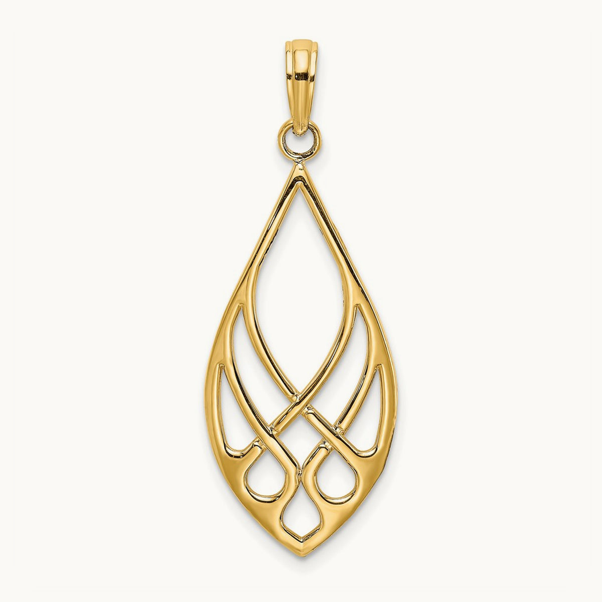 Celtic Knot Teardrop Charm, 14K