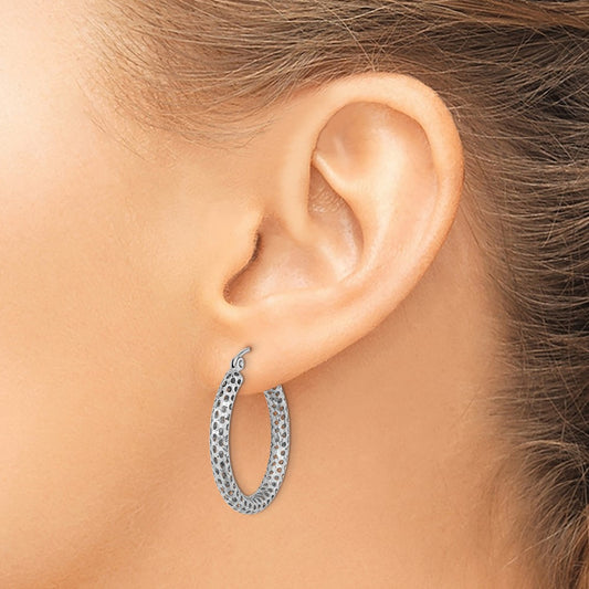 Mesh Hoop Earrings — 14K White Gold