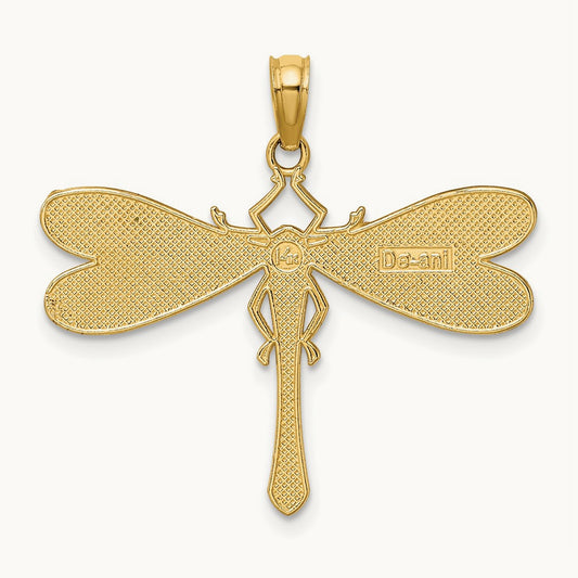 Multi Color Enamel Dragonfly Charm, 14K
