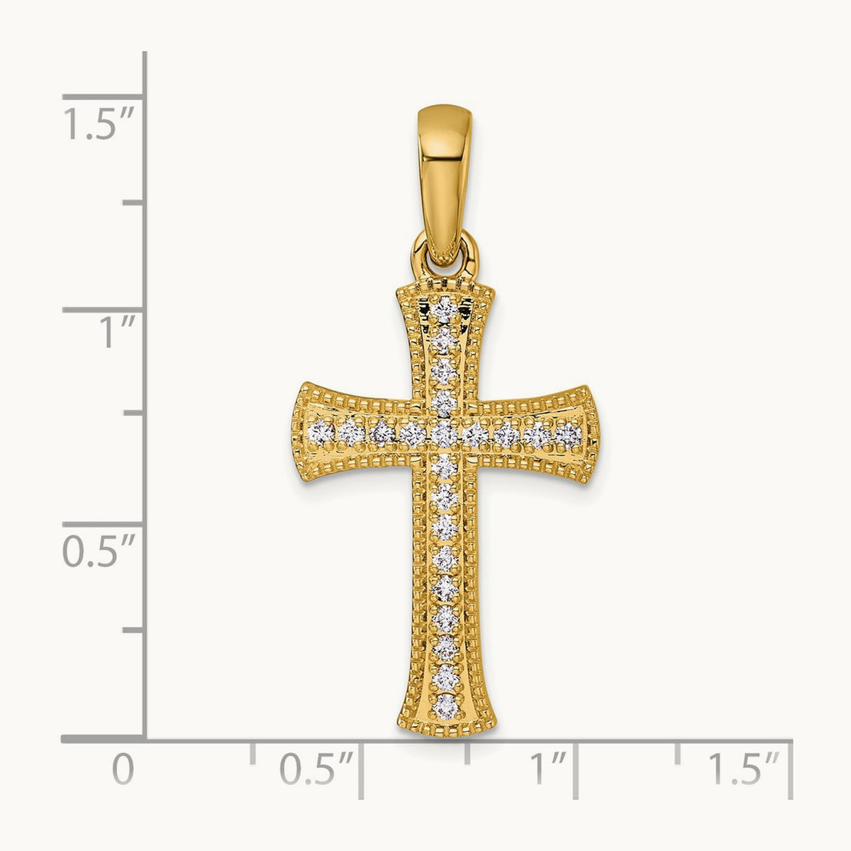 1/10ct. Diamond Cross Pendant — 14K Yellow Gold, 38.4mm, 0.409 ct