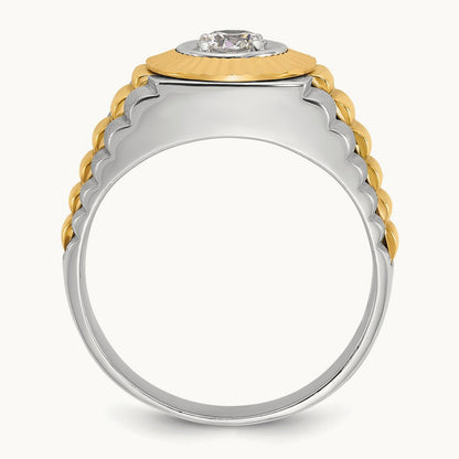 IBGoodman Men's Polished Satin & Textured Diamond Ring, 14K Two-tone