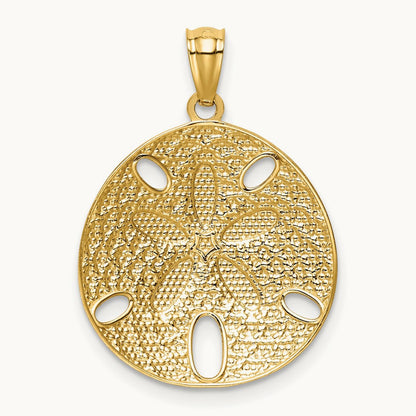 Diamond-cut Polished Sand Dollar Pendant, 14K with White Rhodium