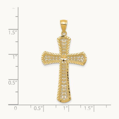 Diamond-cut Filigree Cross Pendant — photo set