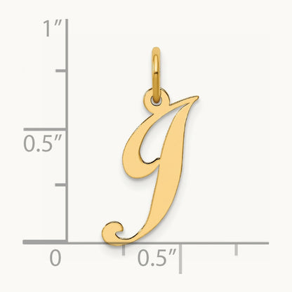 Medium Fancy Script Initial Charm — 14K Yellow Gold, J
