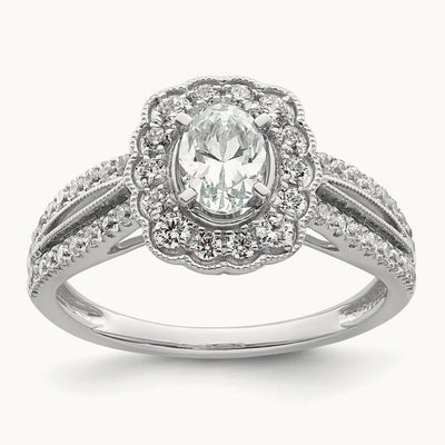 Vintage Oval Halo Semi-Mount Engagement Ring, 0.50 ct tw