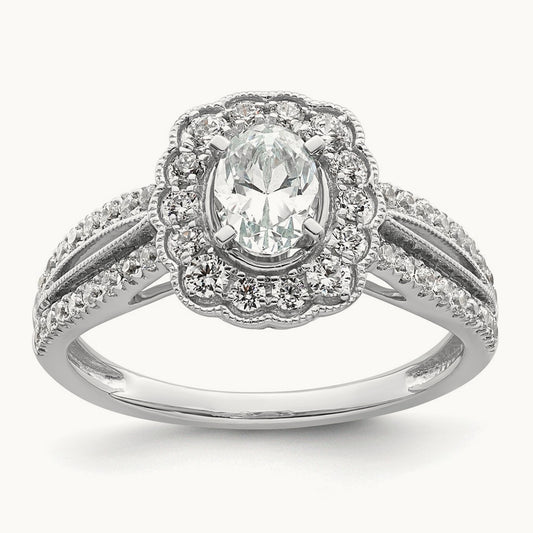Vintage Oval Halo Semi-Mount Engagement Ring, 0.50 ct tw