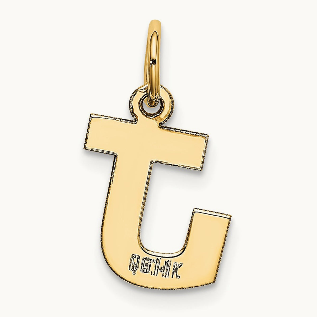 Small Block Initial Charm — 14K Yellow Gold, J