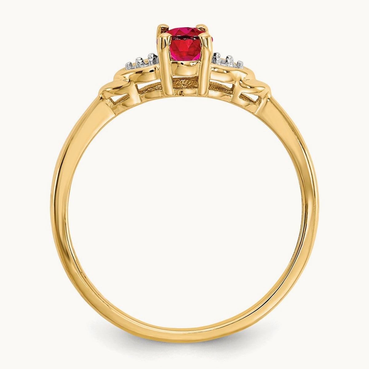 Ruby and Diamond Ring — 14K Yellow Gold, 7