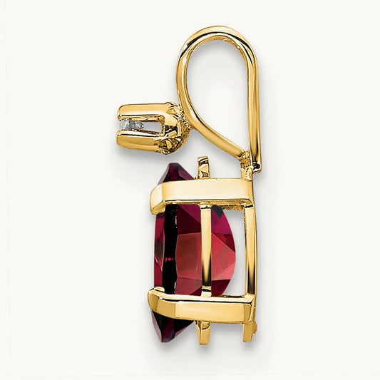 Diamond & Garnet Birthstone Pendant — 14K Yellow Gold