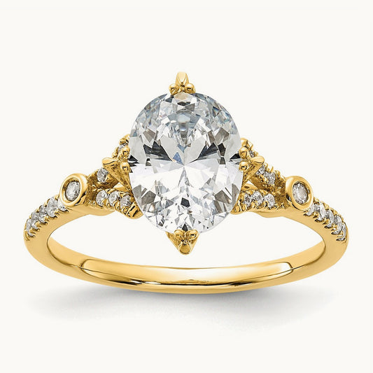 1 1/2ct Oval Semi-Mount Engagement Dia Ring, 14K Gold