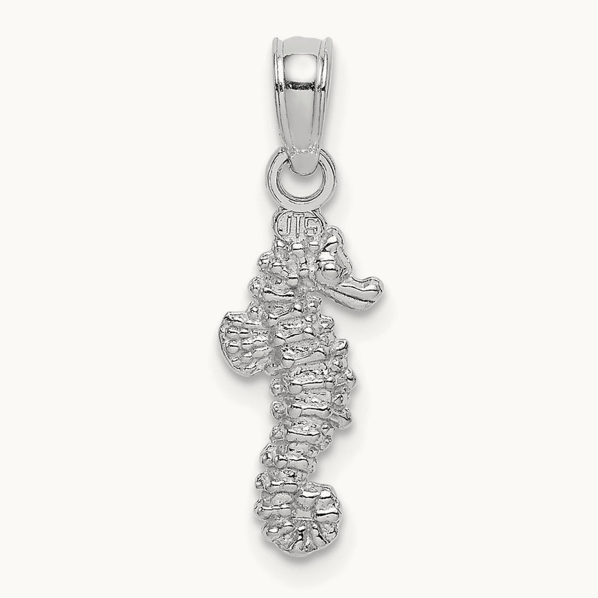3-D Mini Seahorse Charm — 14K White Gold