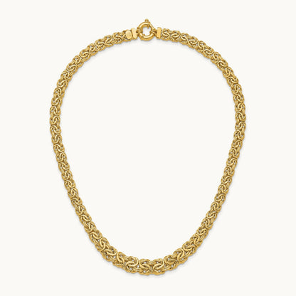Fancy Graduated 7- Flat Byzantine Necklace, 12mm, 14K