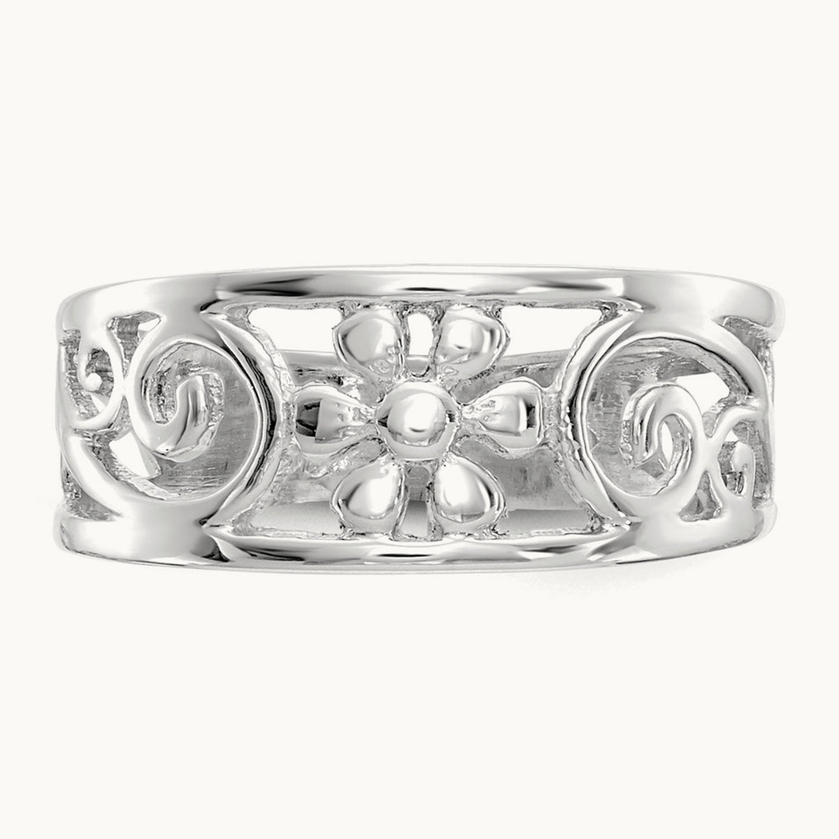 Floral Toe Ring — 14K White Gold