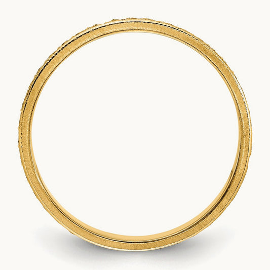 Design Etched Wedding Band — 14K Yellow Gold, 3mm