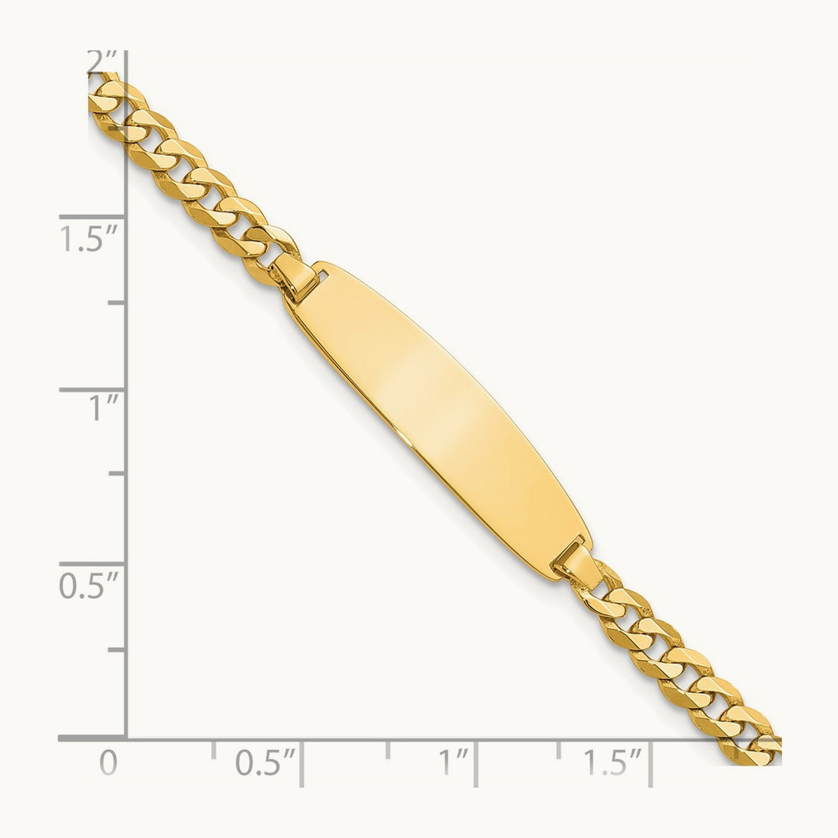 Flat Curb Link Rounded ID Bracelet, 14K