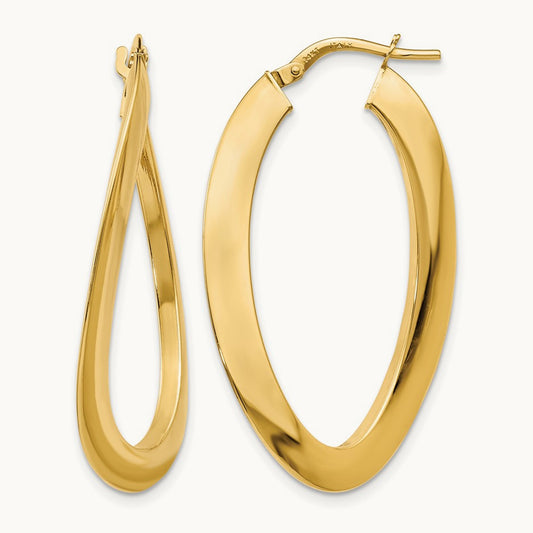 Polished Twisted Oval Hoop Earrings — Leslie's — photo set