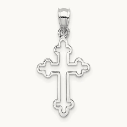 Polished Cross Pendant, 14K White