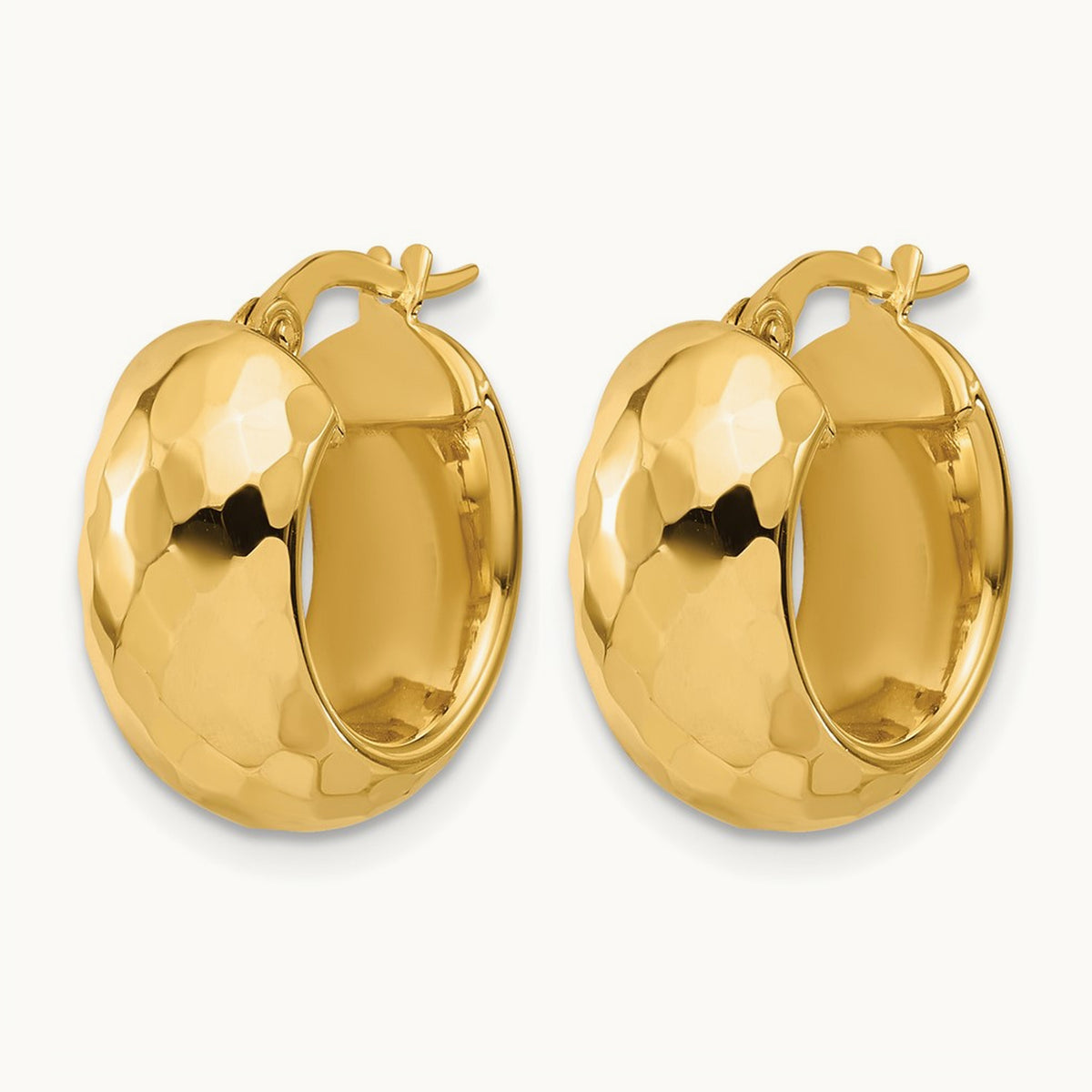 Polished and Diamond-cut Hoop Earrings, 14K — Leslie's