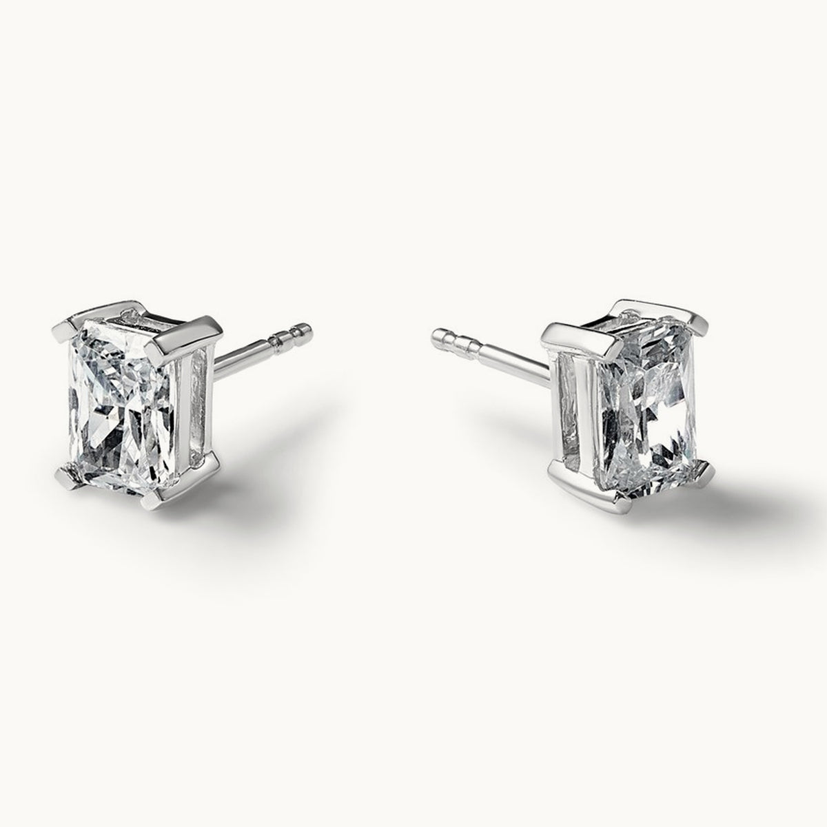 Radiant Four-Prong Stud Earrings, 0.50-6.00 ct tw Lab-Grown Diamond — 3 ct, 14K White Gold