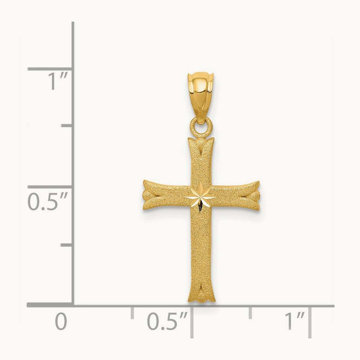 Satin Cross Charm, 14K