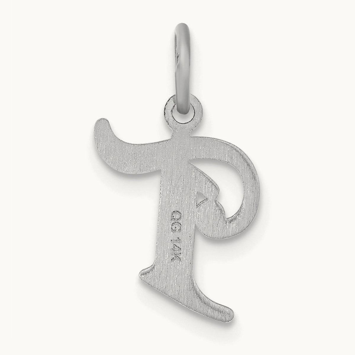 Diamond-cut Initial Charm — 14K White Gold, T