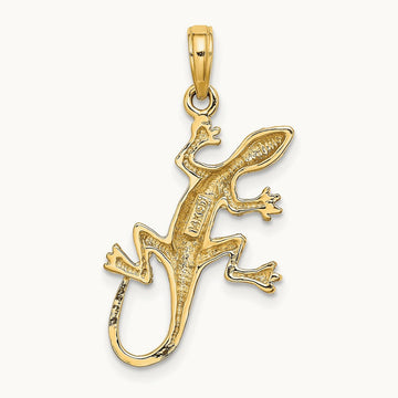 2-D Gecko Charm, 14K