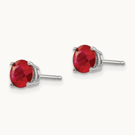 Ruby Earrings — 14K White Gold