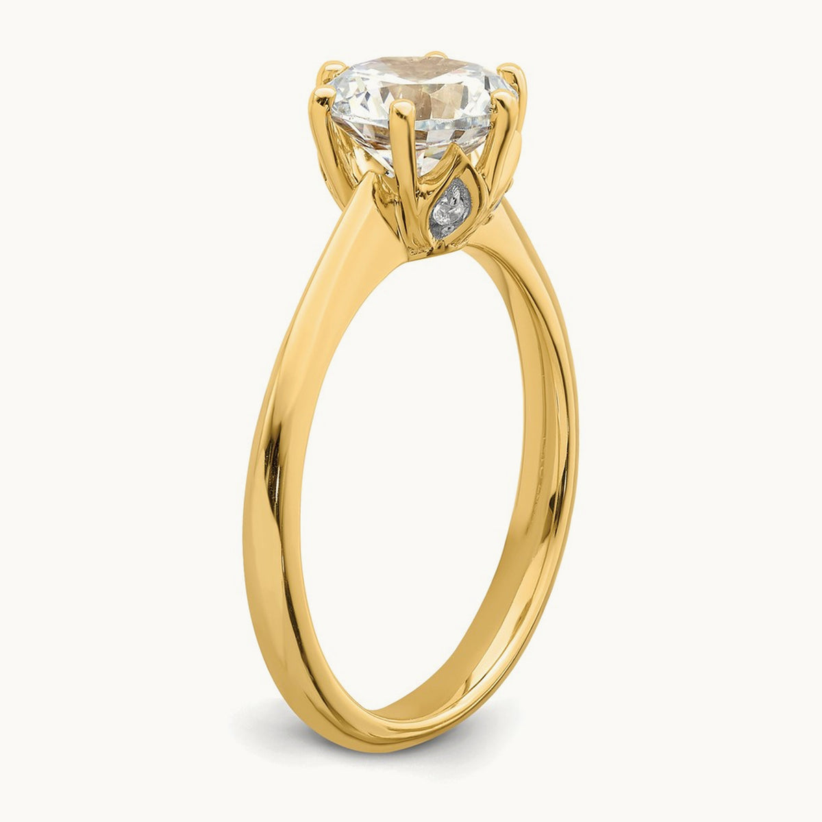 Polish 1 1/2ct Round Leaf Design Semi-Mount Dia Ring, 14K