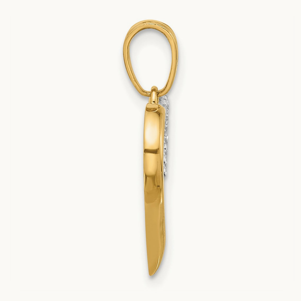 Diamond-cut Open Hearts Pendant, 14K with White Rhodium
