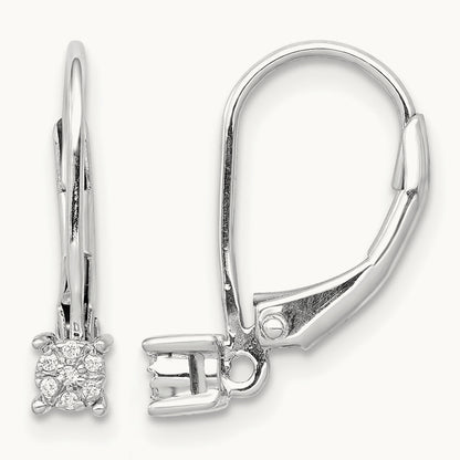 Diamond Cluster Leverback Earrings — 15mm