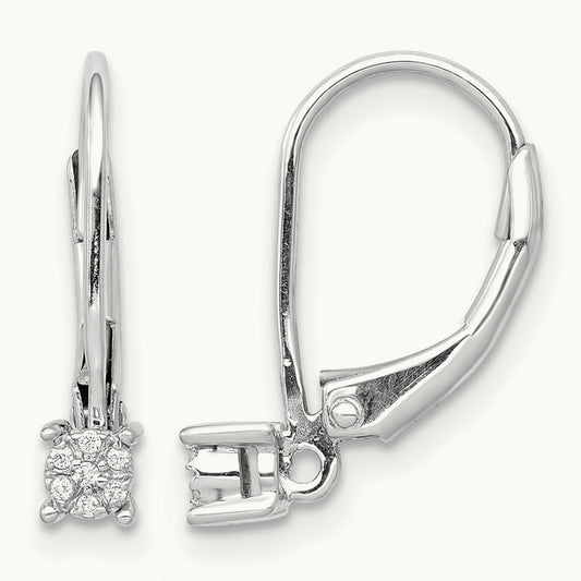Diamond Cluster Leverback Earrings — 15mm