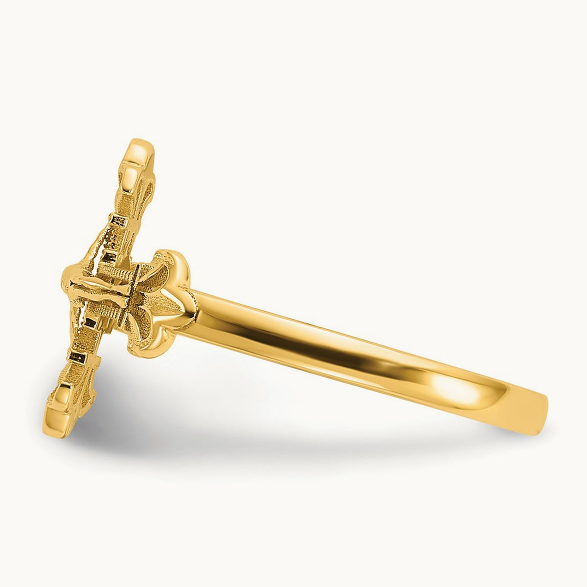Diamond Cut Crucifix Ring, 14K