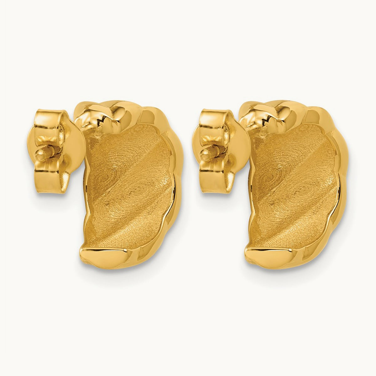 Polished and Grooved J-Hoop Post Earrings — Leslie's — photo set
