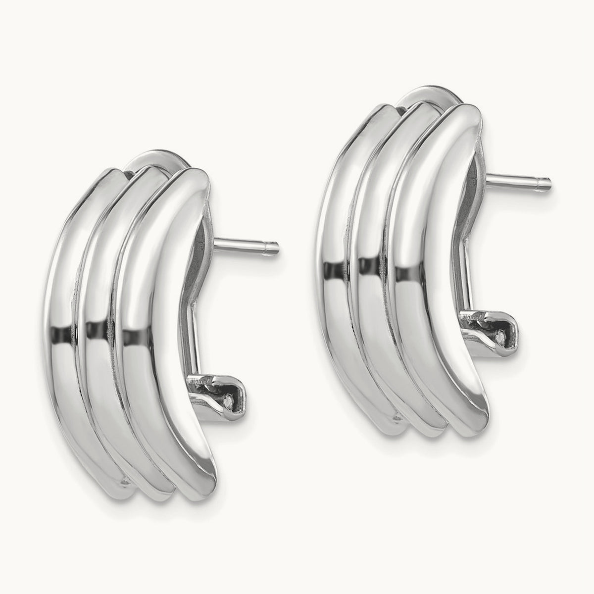 Omega Post Earrings — 14K White Gold