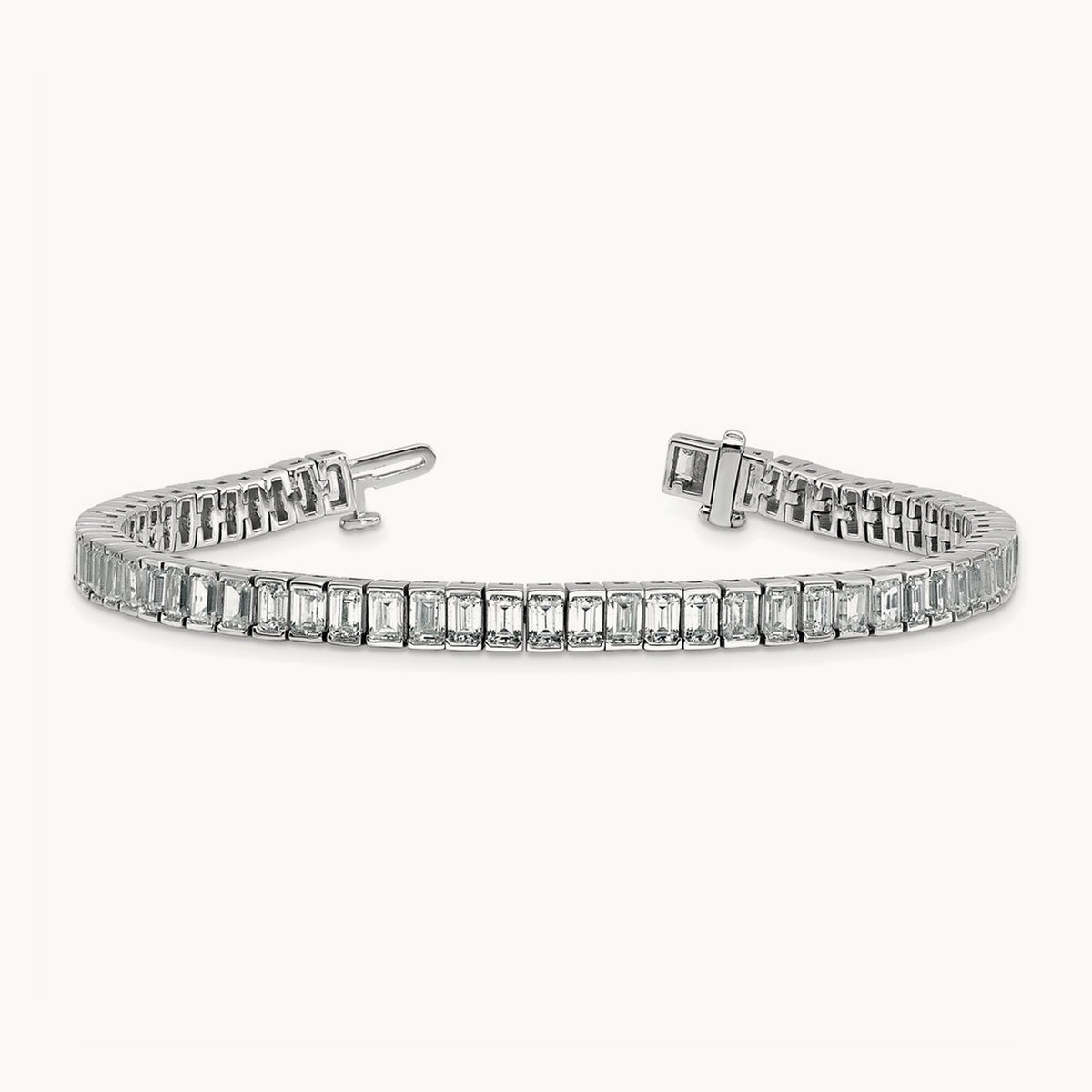Emerald Bezel Tennis Bracelet — 14K White Gold