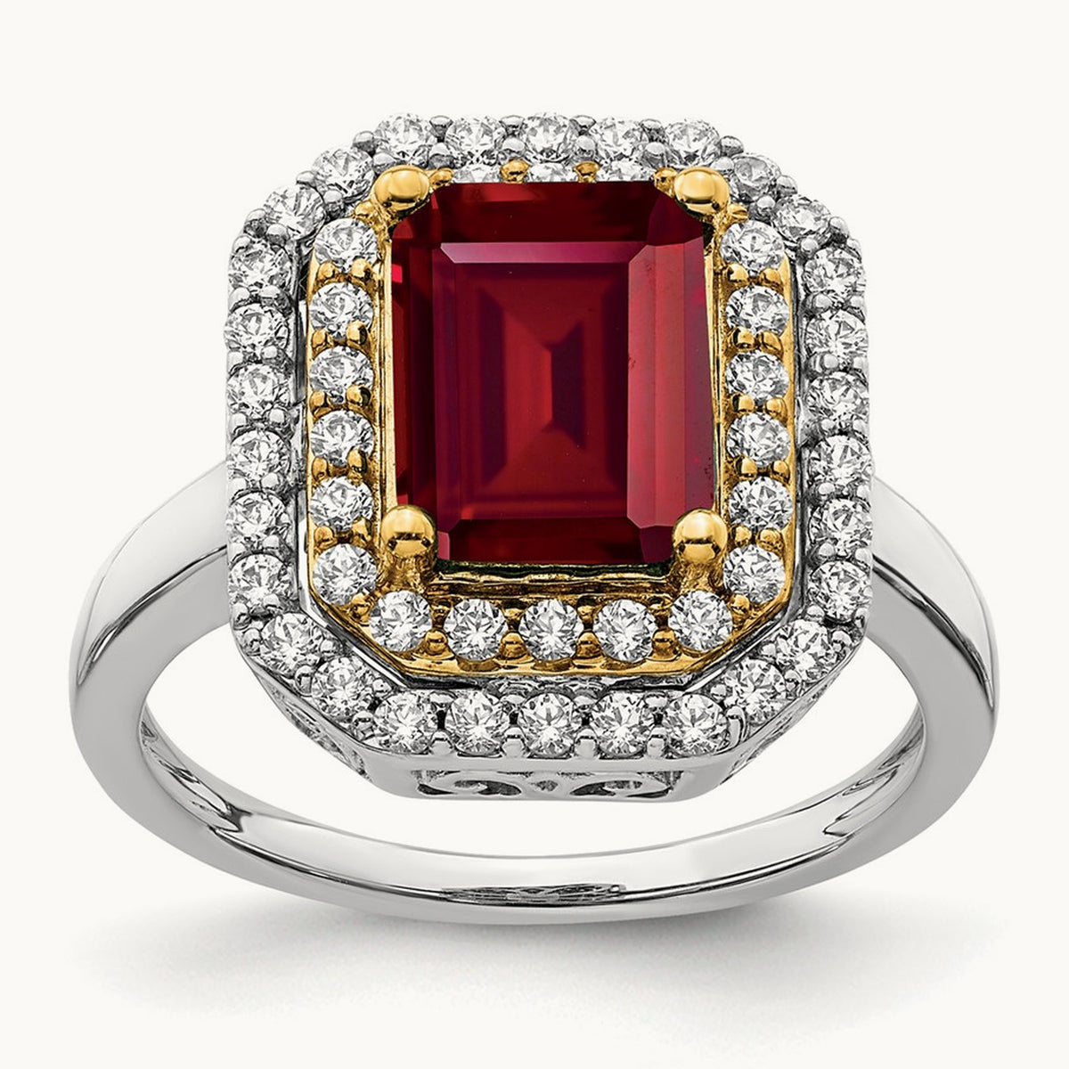 Created Ruby Ring, 0.50 ct tw Lab-Grown Diamond