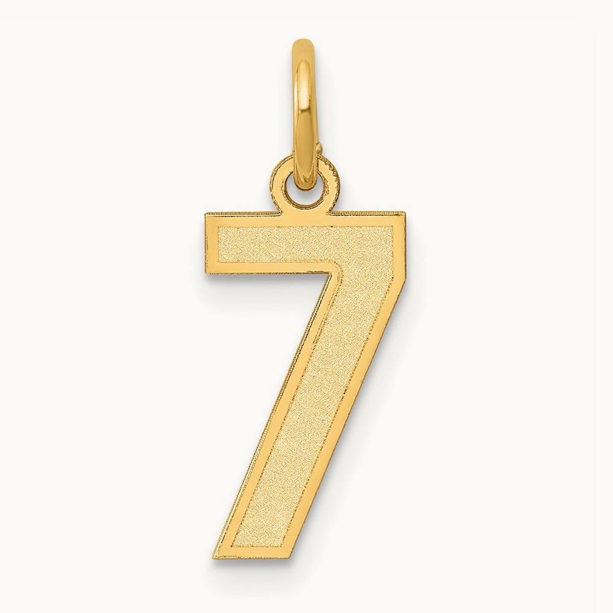 Small Satin Number 7 Charm — 14K Yellow Gold