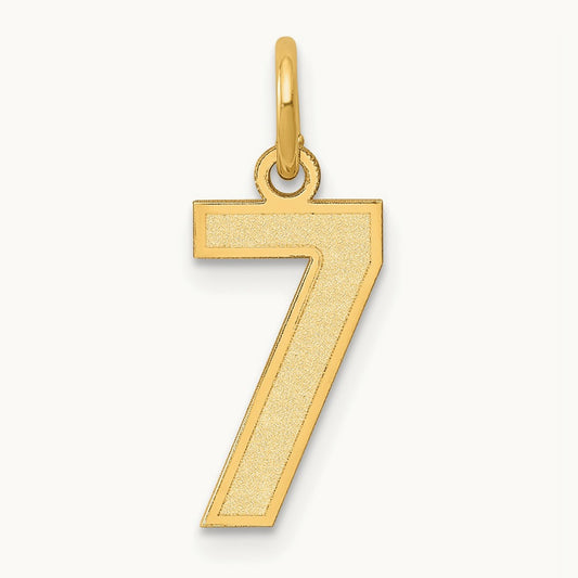 Small Satin Number 7 Charm — 14K Yellow Gold