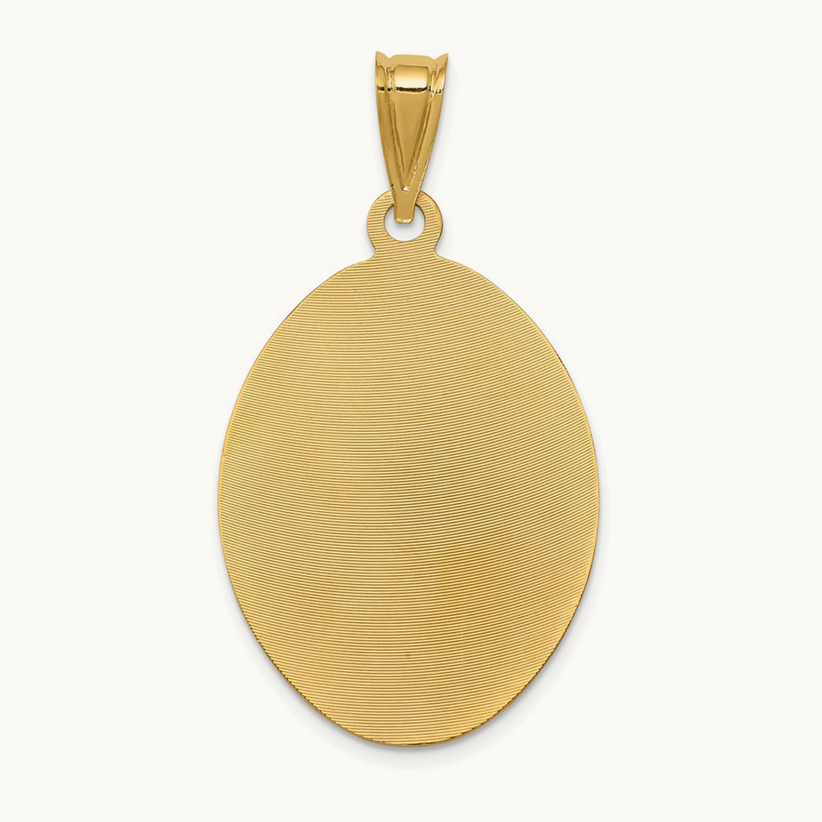 Diamond-cut Lady Of Guadalupe Oval Pendant with rhodium — 41.6mm