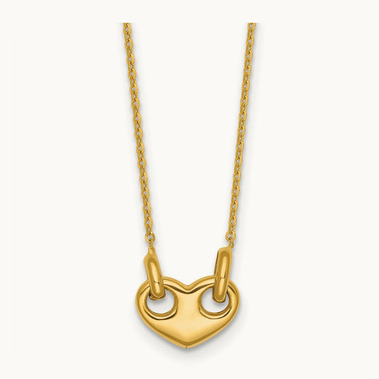 Polished Heart 18 inch Necklace, 14K