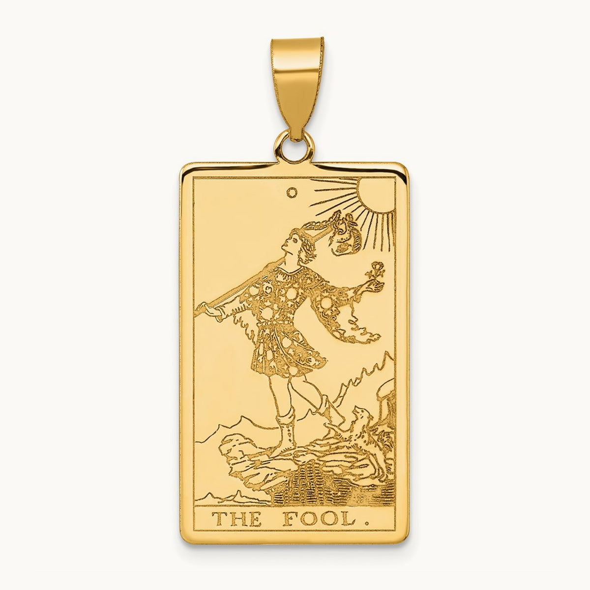 The Fool Tarot Card Pendant, 14K Yellow Gold