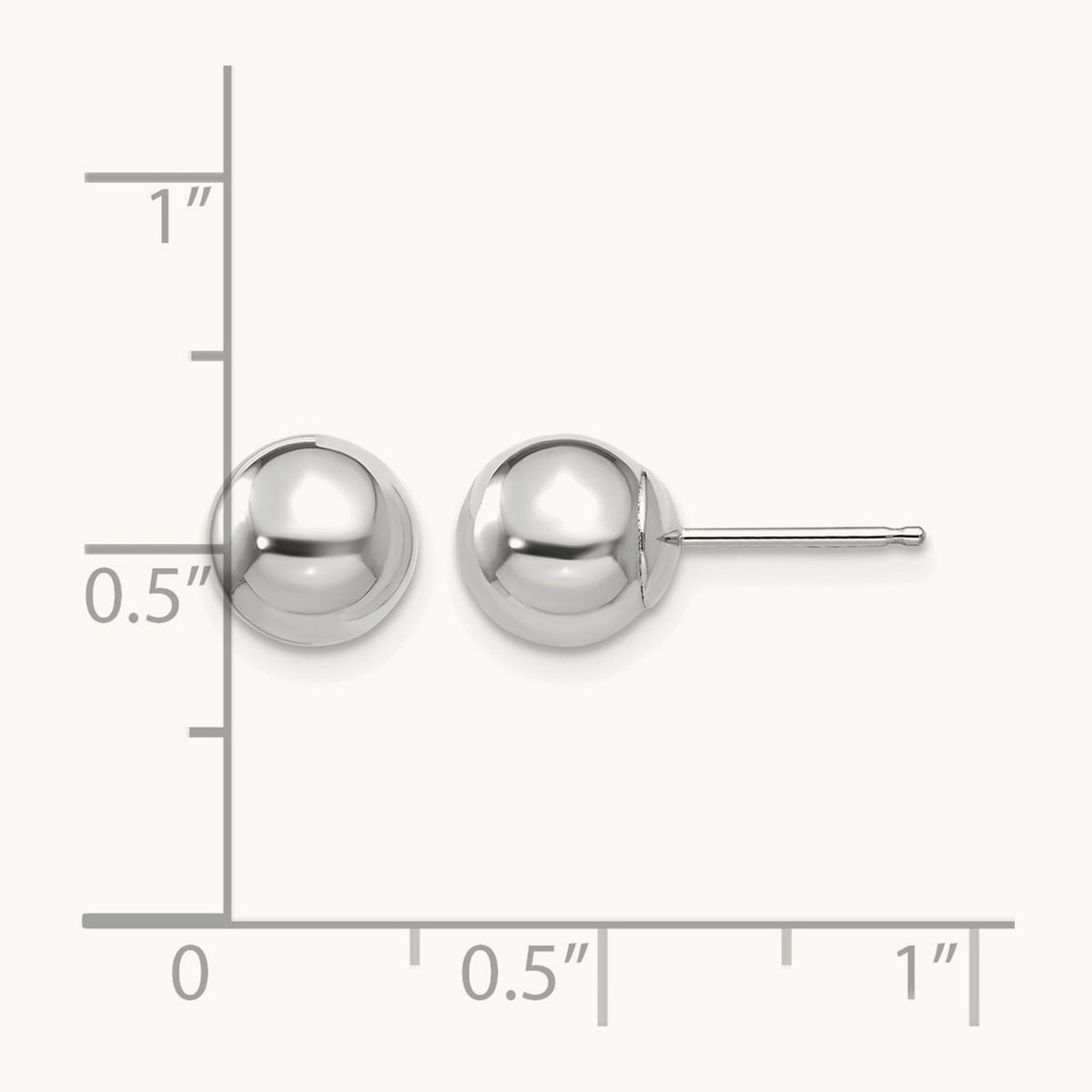 Polished Ball Post Earrings — 14K White Gold, 7mm