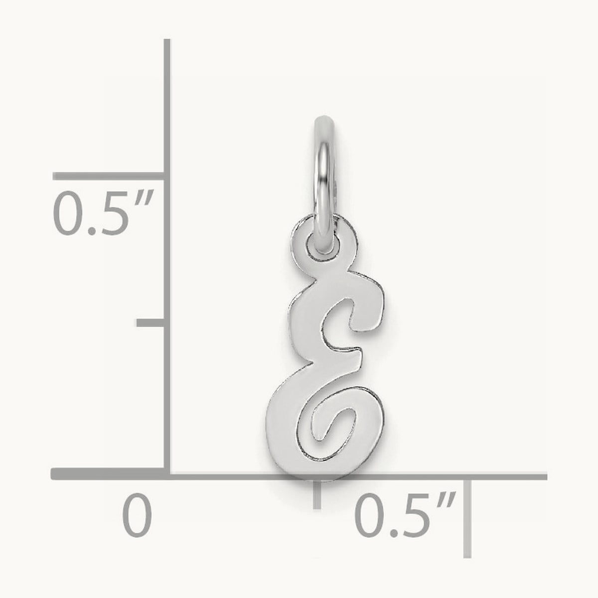 Small Script Letter E Initial Charm, 14K White Gold