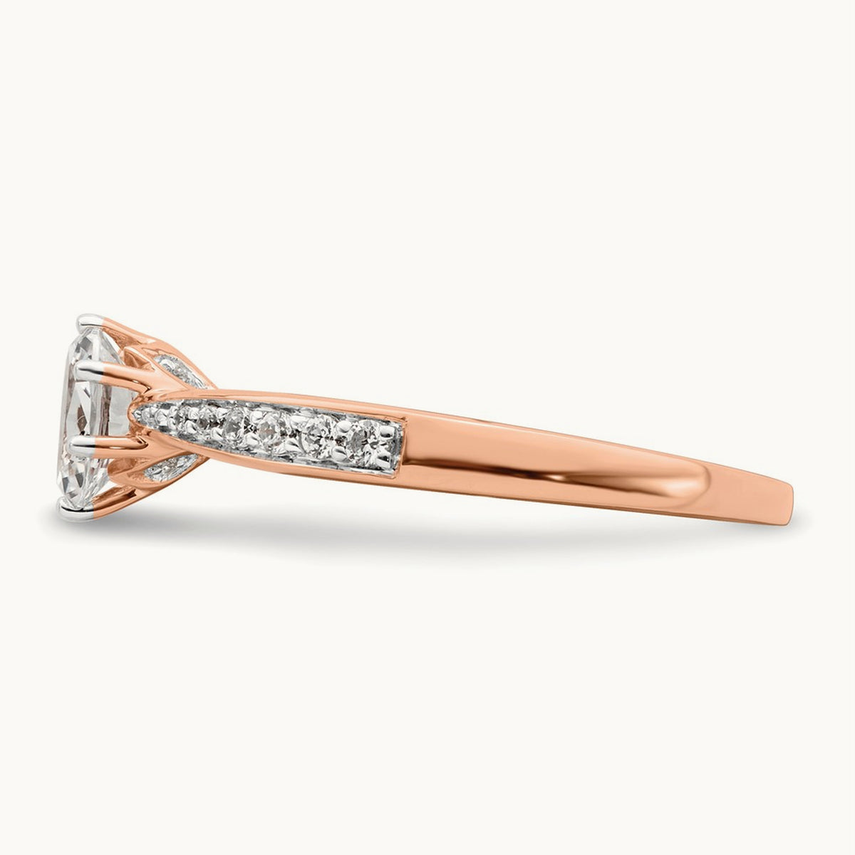 Oval Leaf Design Semi-Mount Ring — 1/2 ct, 7